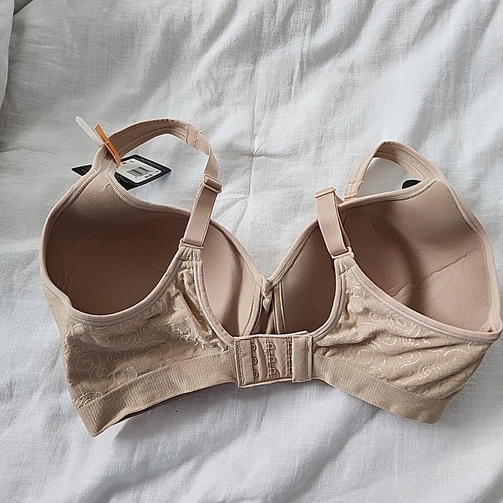 Bali Bra 34DD Cool Comfort Wireless 3463 Stretch Padded Beige Adjustable NWT - Picture 2 of 5